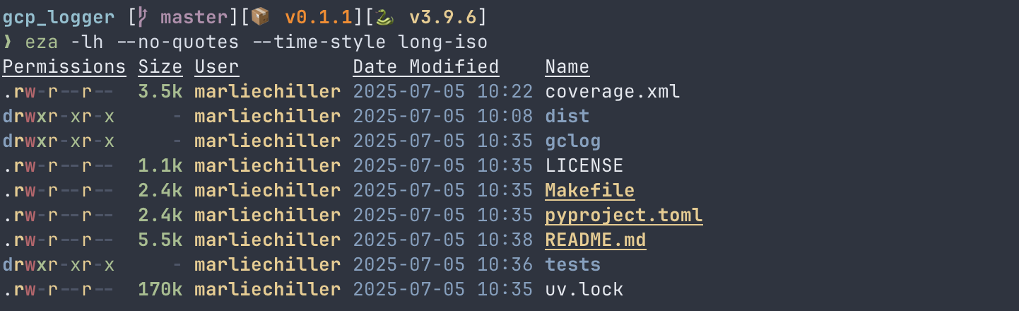 Starship prompt example showing bracketed modules with git branch, Python version, and Node.js version
